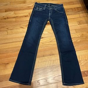 Sophie Low Waist Embroidered light Distressed medium Wash western Cowgirl Y2k